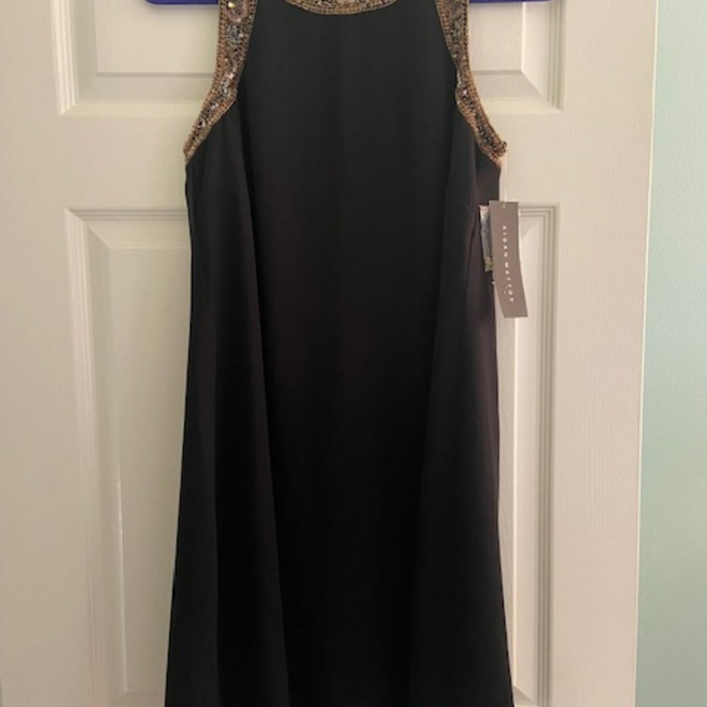 Aidan Mattox black shift dress